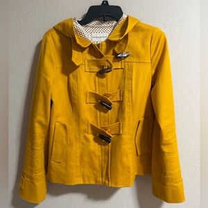 Banana Republic Yellow Duffle Jacket Hooded Toggle Coat S
